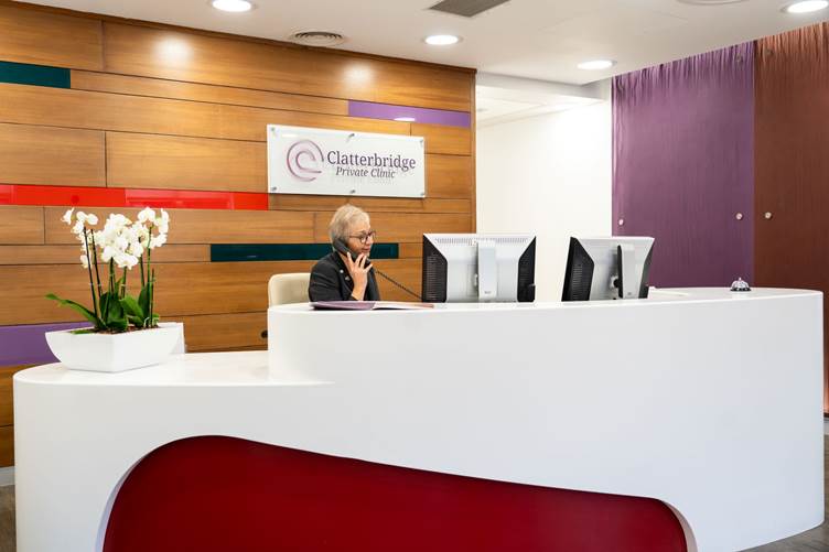 Picture of the reception area at Clatterbridge Private Clinic, Wirral.